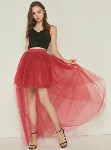Burgundy Swallowtail Gauze Hi Lo Tutu Skirt