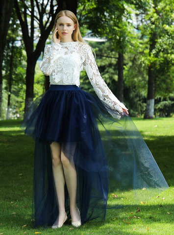 Navy Blue Swallowtail Gauze Tutu Skirt