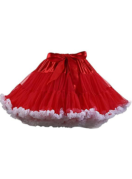 Red White Puffy Tulle Tutu Skirt