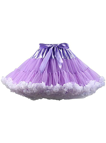 Purple White Puffy Tulle Tutu Skirt