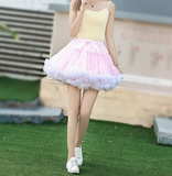 Pink White Puffy Tulle Tutu Skirt
