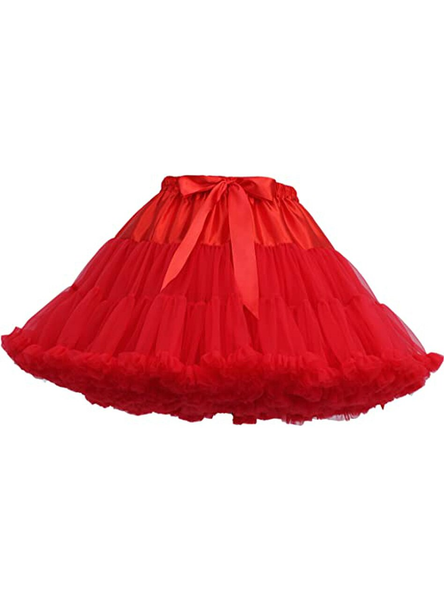 Red Puffy Tulle Tutu Skirt