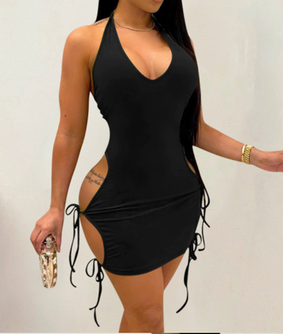 Sexy Backless Hallow Out Halter Bandage Dress