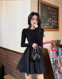 Women Solid Long Sleeve Tight Waist Bodycon Dress