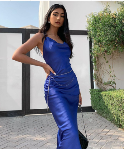 Sexy Spaghetti Strap Strap High Slit Party Dress