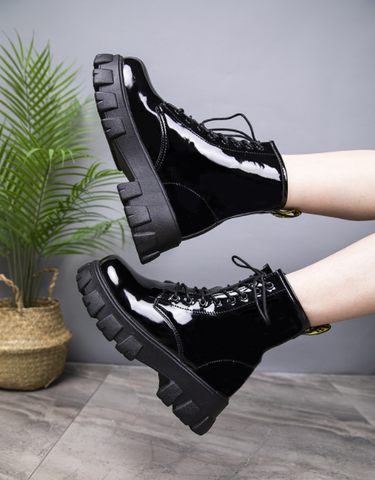 Stunning Metal Floral Embroidery Chunky Heel Ankle Boots