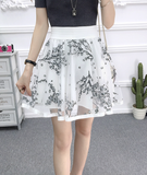 Trendy Bowknot Floral Embroidered Culotte Shorts