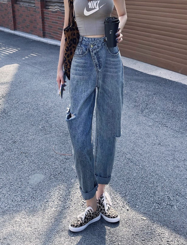 Unique Wide Leg Ripped Jeans