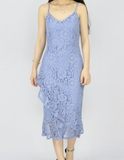 Women A Line Lace V-Neck Cocktail Party Midi Skirt Spaghetti Strap Dress