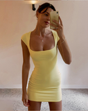 Casual Solid Color Sexy Slim Hollow Out Mini Dress