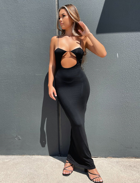 Summer Elegant Sleeveless Sexy Hollow Out Backless Maxi Dress