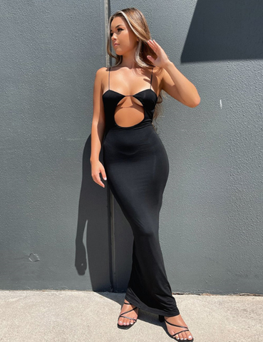 Summer Elegant Sleeveless Sexy Hollow Out Backless Maxi Dress