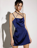Women Sleeveless Sexy Ladies Lace Up Strap Backless A-ine Short Dress