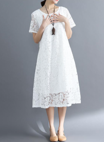 Women Vintage Ladies Lace Boho Summer Long Dress