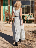 Women Stylish Summer V-neck Tassel Sleeveless Maxi Dresses