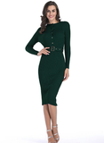 Fashion Women's Sexy Turtleneck Bodycon Solid Slim Dress