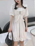 Back Harajuku Ruffles Short Sleeve  Dark Punk Gothic Dress