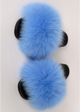 BLUE CASUAL RACCON FUR SANDALS FURRY FLUFFY PLUSH SHOES