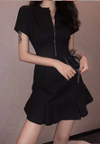 Women Casual One Piece Sexy Buckle Dress