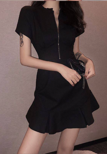 Women Casual One Piece Sexy Buckle Dress