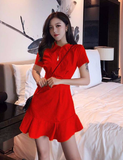 Women Casual One Piece Sexy Buckle Dress