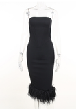 Black strapless fishbone Backless Sexy Dress