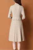 Chic Long Knit patchwork Women dot printed Sweater Dress