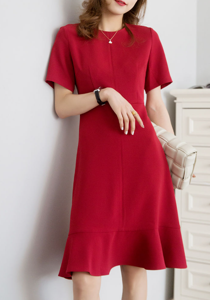 Sexy Summer New Red Short-sleeved Dress
