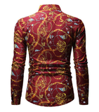 Long Sleeve Dress Shirts for Men Plus Size Spring Personality Floral Printing