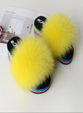 yellow high-heeled summer ladies fashion new plush slippers
