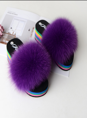 purple high-heeled summer ladies fashion new plush slippers