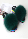 green high-heeled summer ladies fashion new plush slippers