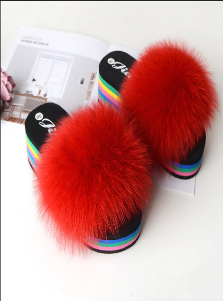 red high-heeled summer ladies fashion new plush slippers