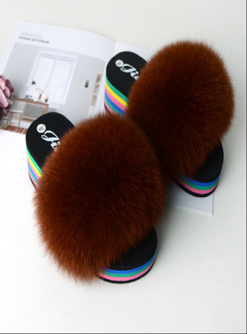 caramel high-heeled summer ladies fashion new plush slippers