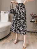blue  wholesale high waist floral chiffon print skirt