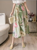 wholesale high waist floral chiffon print skirt