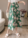 black wholesale high waist floral chiffon print skirt