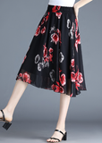 printed fashion chiffon Joker floral waist A-line skirt