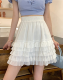 fashion black female print high waist skirt white black retro pleated mini skirt