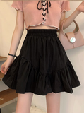 fashion summer female print white black retro pleated mini skirt