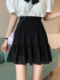 black cute summer women's retro pleated mini skirt