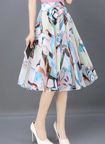 casual summer Joker floral long thin high waist A word skirt