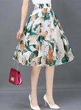 green casual Joker floral long thin high waist A word skirt