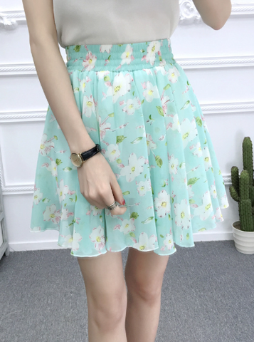 black spring and summer Korean chiffon small fresh skirt skirt skirt floral skirt