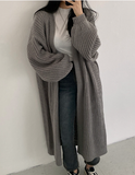 Cardigan Women Long Knitted Casual Vintage Loose Sweater Coat Solid Oversized Sweater