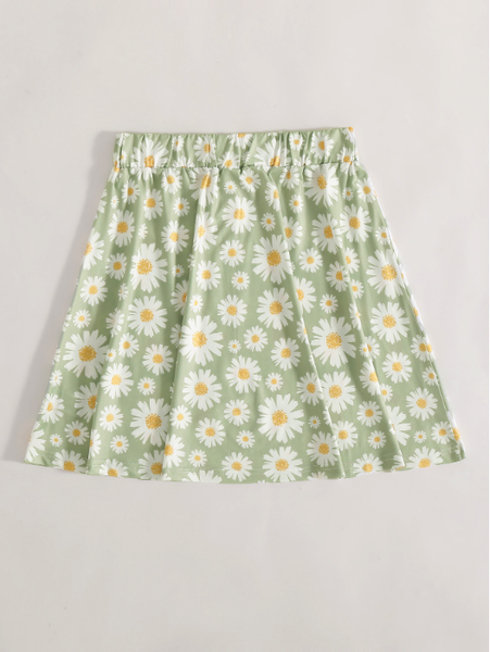 printed floral skirt green fresh skirt