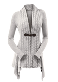Cable Knit Asymmetrical Long Cardigan V-Neck Long Sleeve Winter Cardigans