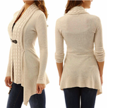 Cable Knit Asymmetrical Long Cardigan V-Neck Long Sleeve Winter Cardigans