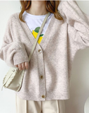 Autumn Winter Women Sweater Cardigans Oversize V neck Knit Cardigans