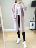 autumn and winter new women's loose large size long sleeve knitted cardigan in long sweater coat